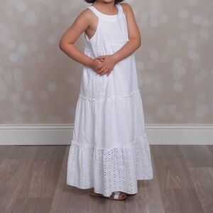 Lilt White Eyelet Cotton Girls Maxi Dress